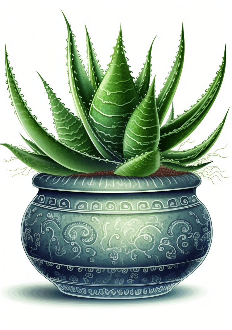 Ilustracion de Aloe Vera en una maceta